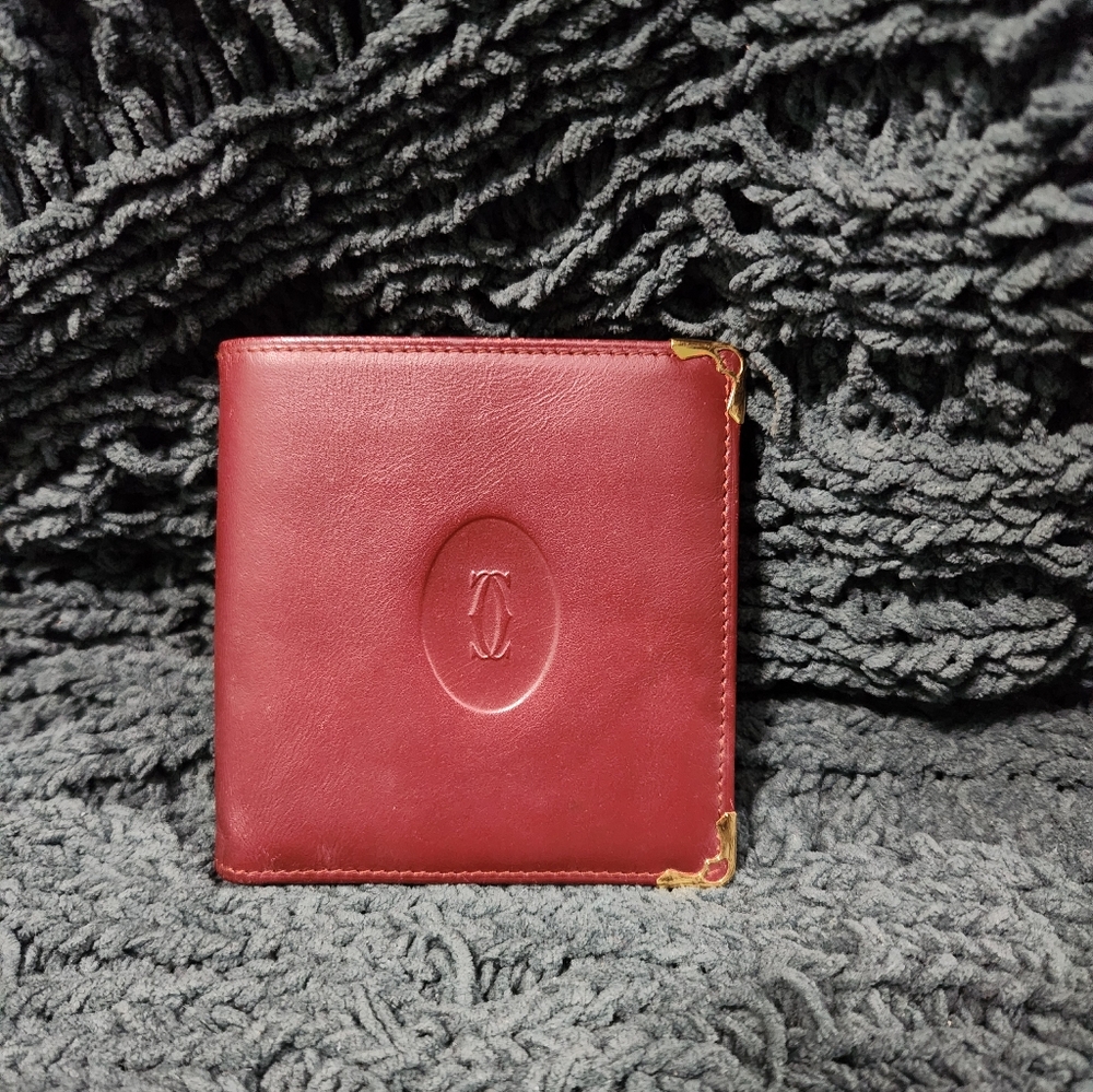 Vintage Must de Cartier Burgundy Leather Wallet